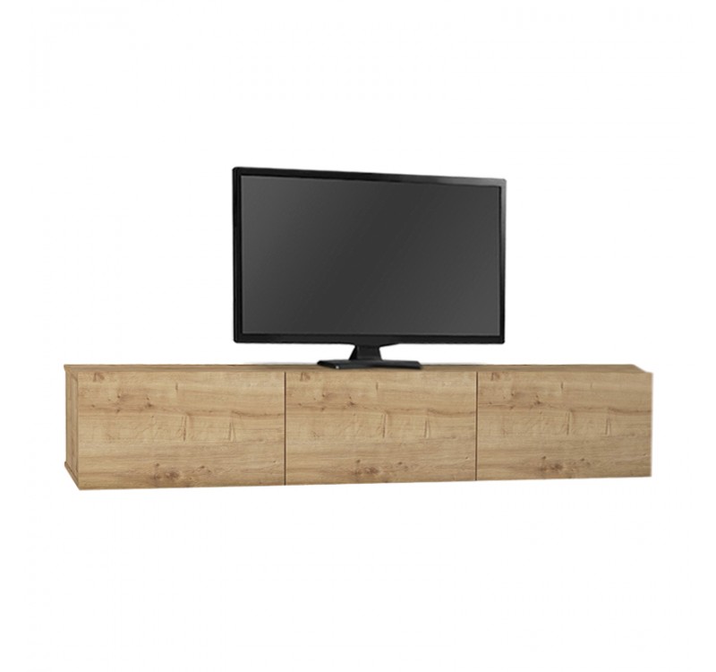 Έπιπλο τηλεόρασης επιτοίχιο Damla Megapap με LED χρώμα sapphire oak 180x29,5x29,5εκ.