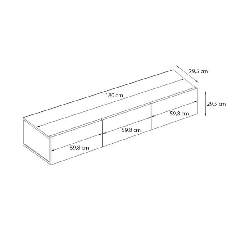Έπιπλο τηλεόρασης επιτοίχιο Damla Megapap με LED χρώμα sapphire oak - ανθρακί 180x29,5x29,5εκ.