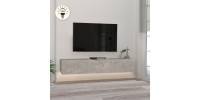 Έπιπλο τηλεόρασης επιτοίχιο Damla Megapap με LED χρώμα λευκό εφέ μαρμάρου 180x29,5x29,5εκ.