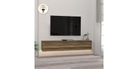 Έπιπλο τηλεόρασης επιτοίχιο Damla Megapap με LED χρώμα καρυδί 180x29,5x29,5εκ.
