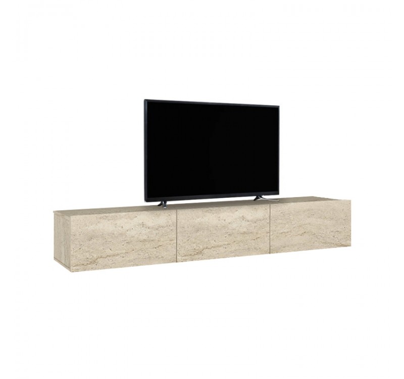 Έπιπλο τηλεόρασης επιτοίχιο Damla Megapap με LED χρώμα travertine 180x29,5x29,5εκ.