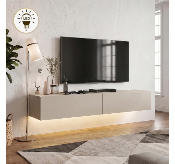 Έπιπλο τηλεόρασης επιτοίχιο Aristo Megapap με LED χρώμα sandstone 135x31,6x25εκ.