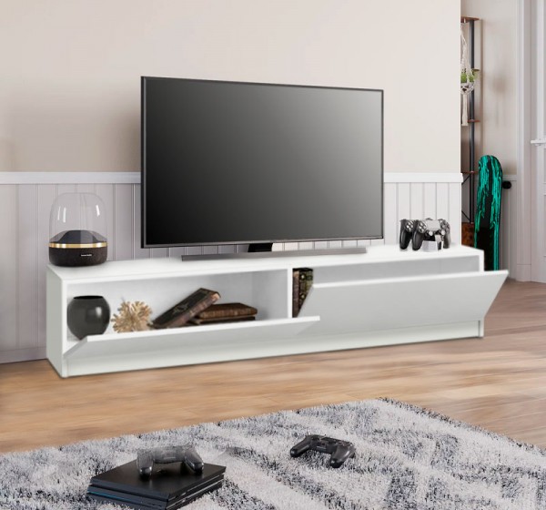 Έπιπλο τηλεόρασης Ahenk Megapap χρώμα λευκό 160x31,3x32,9εκ.