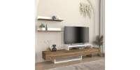 Έπιπλο τηλεόρασης Nirvana Megapap χρώμα καρυδί - λευκό 180x31,3x41,7εκ.