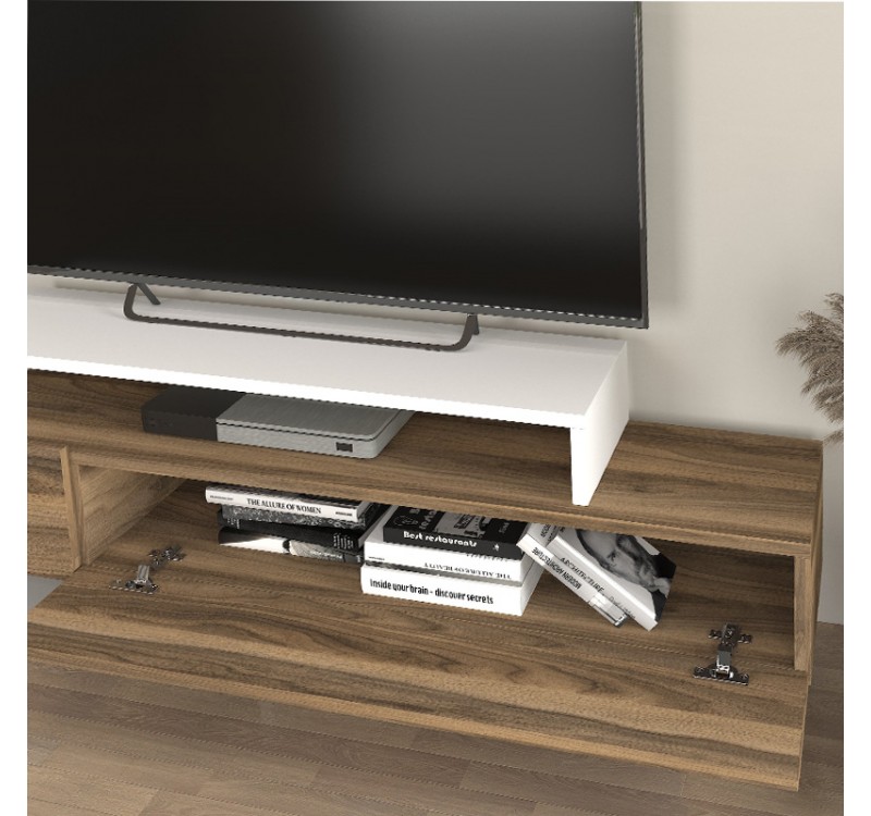 Έπιπλο τηλεόρασης Nirvana Megapap χρώμα καρυδί - λευκό 180x31,3x41,7εκ.