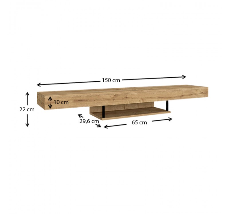 Έπιπλο τηλεόρασης επιτοίχιο Albares Megapap με LED χρώμα sapphire oak 150x29,6x22εκ.