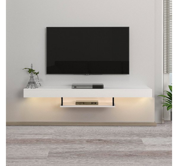 Έπιπλο τηλεόρασης επιτοίχιο Albares Megapap με LED χρώμα λευκό 150x29,6x22εκ.