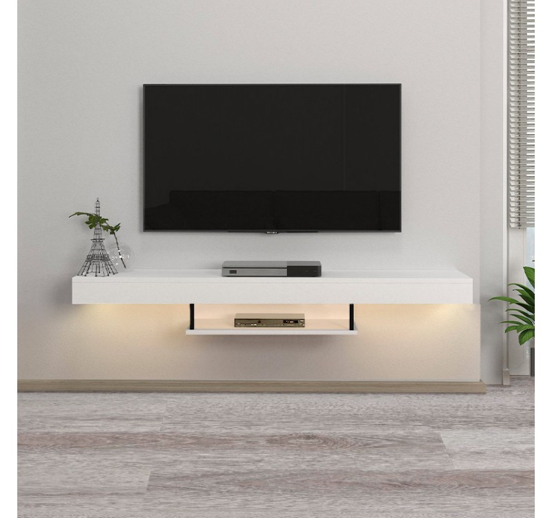 Έπιπλο τηλεόρασης επιτοίχιο Albares Megapap με LED χρώμα λευκό 150x29,6x22εκ.