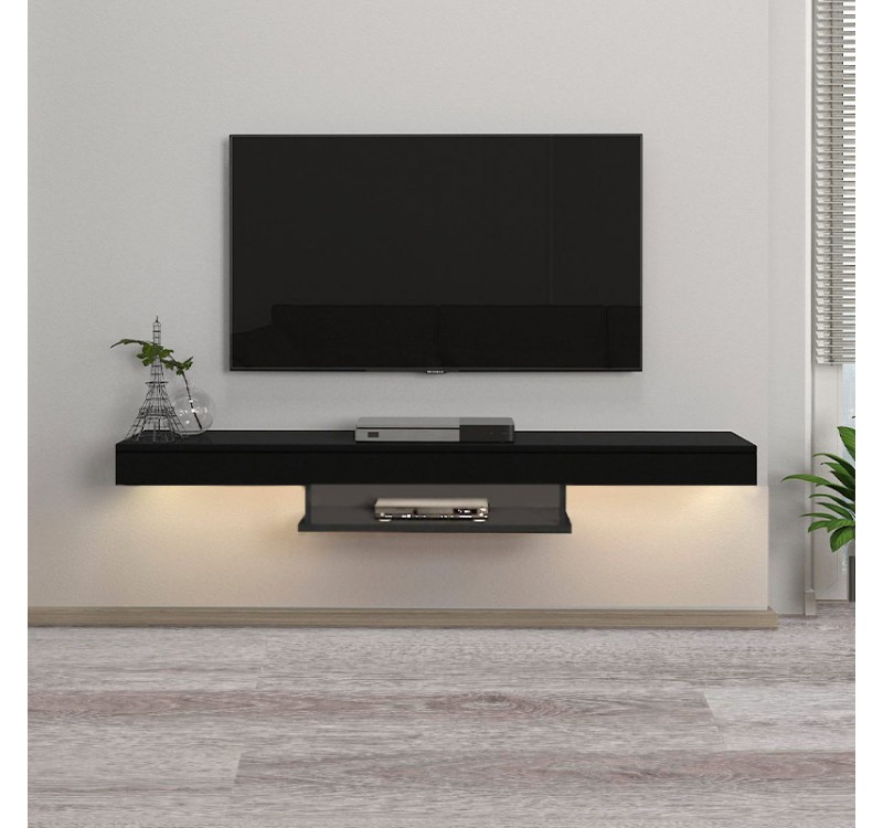 Έπιπλο τηλεόρασης επιτοίχιο Albares Megapap με LED χρώμα μαύρο 150x29,6x22εκ.