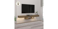 Έπιπλο τηλεόρασης επιτοίχιο Albares Megapap με LED χρώμα καρυδί 150x29,6x22εκ.
