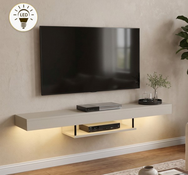 Έπιπλο τηλεόρασης επιτοίχιο Albares Megapap με LED χρώμα sandstone 150x29,6x22εκ.