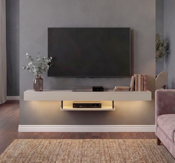Έπιπλο τηλεόρασης επιτοίχιο Albares Megapap με LED χρώμα sandstone 150x29,6x22εκ.