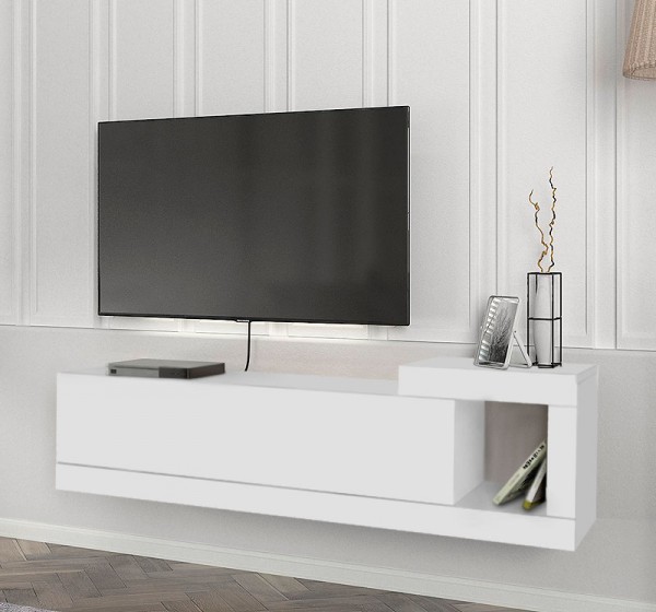 Έπιπλο τηλεόρασης επιτοίχιο Volare Megapap χρώμα λευκό 150x29,6x38,6εκ.