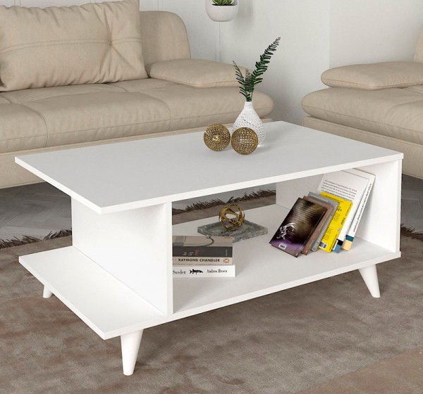 Τραπεζάκι σαλονιού Titus Megapap χρώμα λευκό 100x60x45εκ.