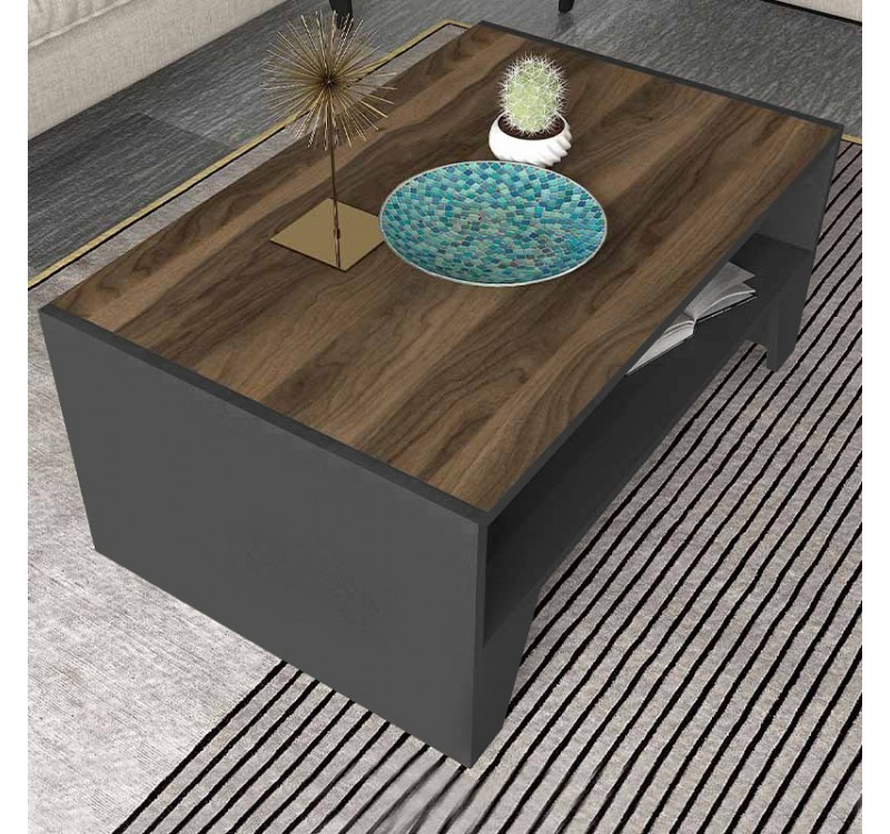 Τραπεζάκι σαλονιού Chester Megapap χρώμα ανθρακί - καρυδί 93,6x60x40εκ.