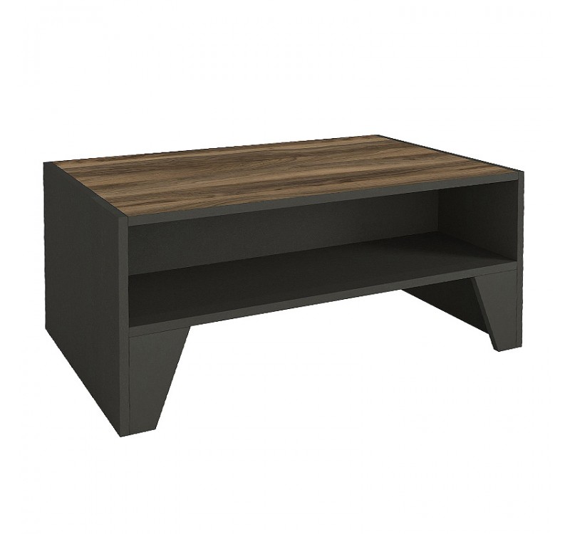 Τραπεζάκι σαλονιού Chester Megapap χρώμα ανθρακί - καρυδί 93,6x60x40εκ.