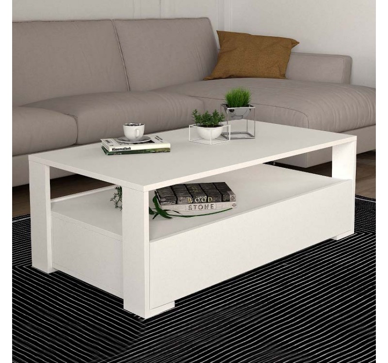 Τραπεζάκι σαλονιού Balina Megapap χρώμα λευκό 110x60x40εκ.