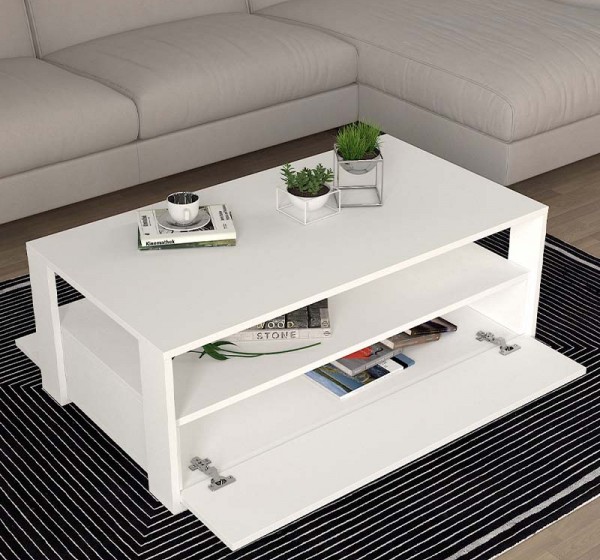 Τραπεζάκι σαλονιού Balina Megapap χρώμα λευκό 110x60x40εκ.