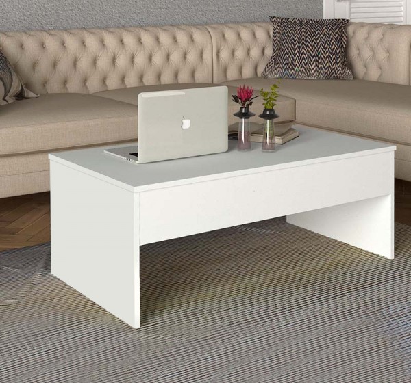 Τραπεζάκι σαλονιού Devon Megapap με σερβιτόρο χρώμα λευκό 110x60x44,8εκ.