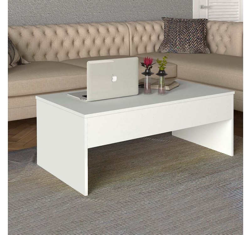 Τραπεζάκι σαλονιού Devon Megapap με σερβιτόρο χρώμα λευκό 110x60x44,8εκ.