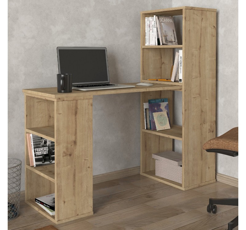 Γραφείο εργασίας πολυμορφικό Last Megapap χρώμα sapphire oak 119x44,7x123εκ.