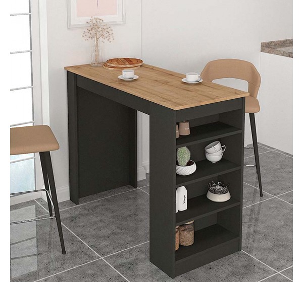 Τραπέζι μπαρ Monaco Megapap χρώμα ανθρακί - sapphire oak 120x51,6x101,8εκ.
