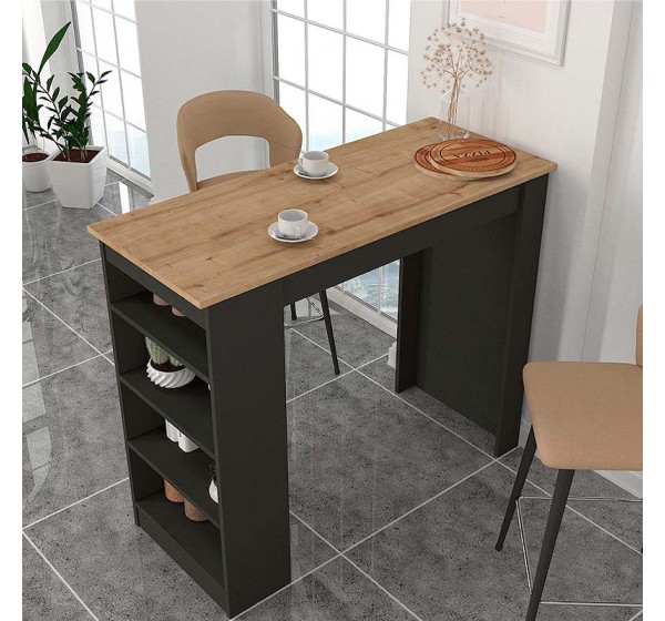 Τραπέζι μπαρ Monaco Megapap χρώμα ανθρακί - sapphire oak 120x51,6x101,8εκ.