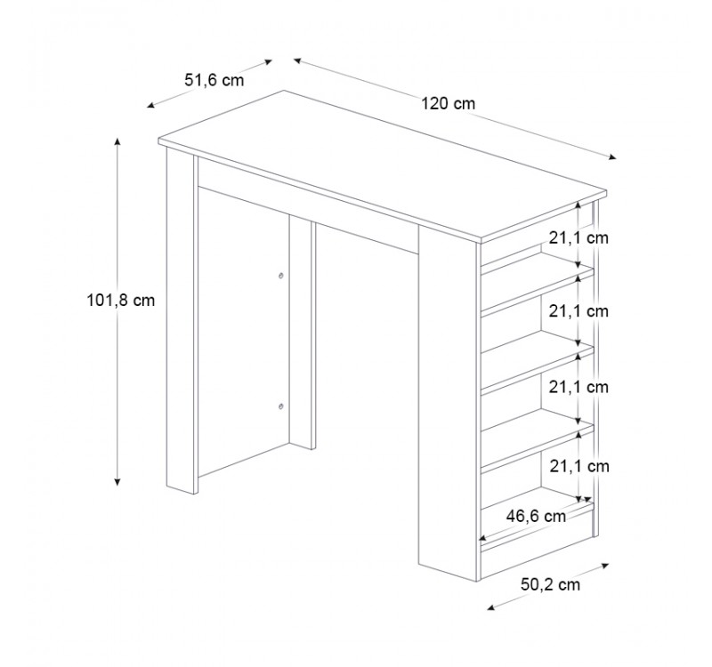 Τραπέζι μπαρ Monaco Megapap χρώμα καρυδί - μαύρο εφέ μαρμάρου 120x51,6x101,8εκ.