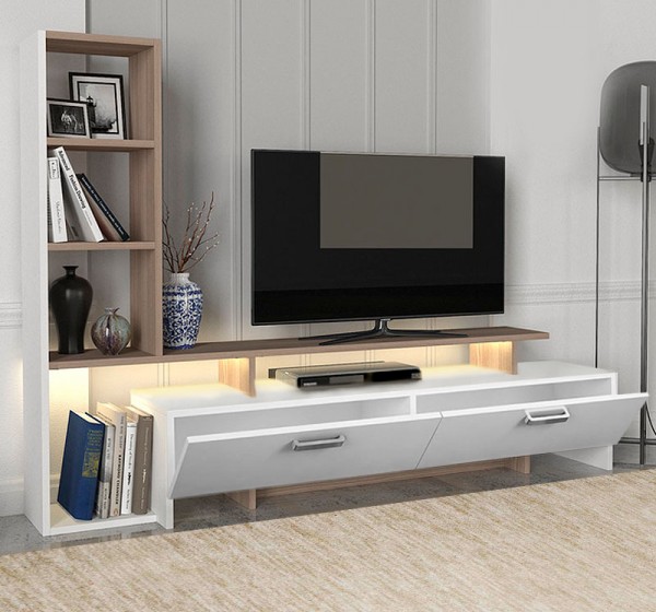 Σύνθεση τηλεόρασης Simal Megapap με LED χρώμα λευκό - cordoba 168,2x31,3x120εκ.