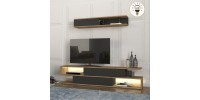 Σύνθεση τηλεόρασης Manet Megapap με LED χρώμα sepet oak - ανθρακί 180x29,5x39εκ.