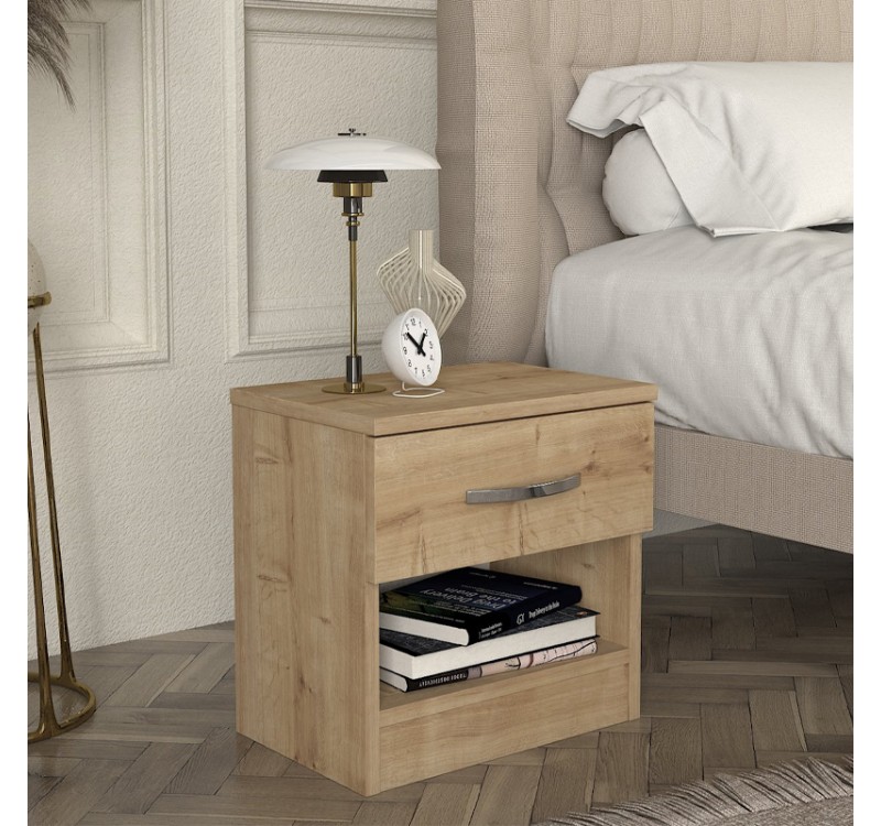 Κομοδίνο Lube Megapap χρώμα sapphire oak 40x28,2x40εκ.