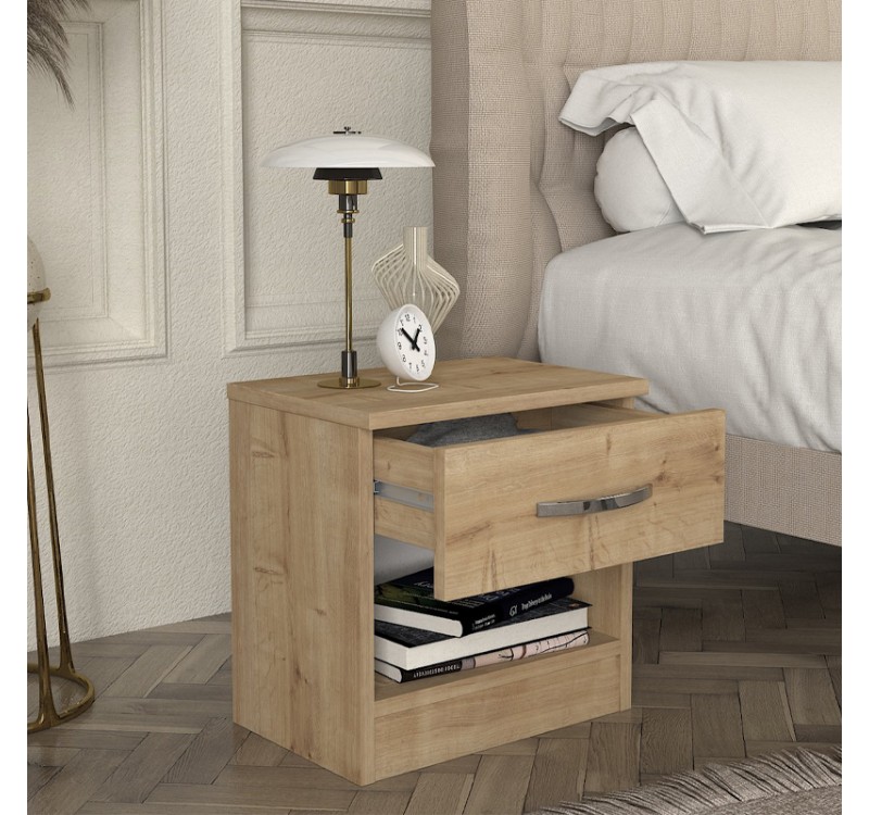 Κομοδίνο Lube Megapap χρώμα sapphire oak 40x28,2x40εκ.
