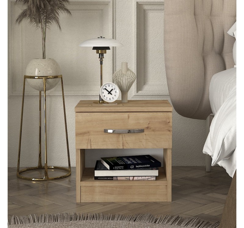 Κομοδίνο Lube Megapap χρώμα sapphire oak 40x28,2x40εκ.
