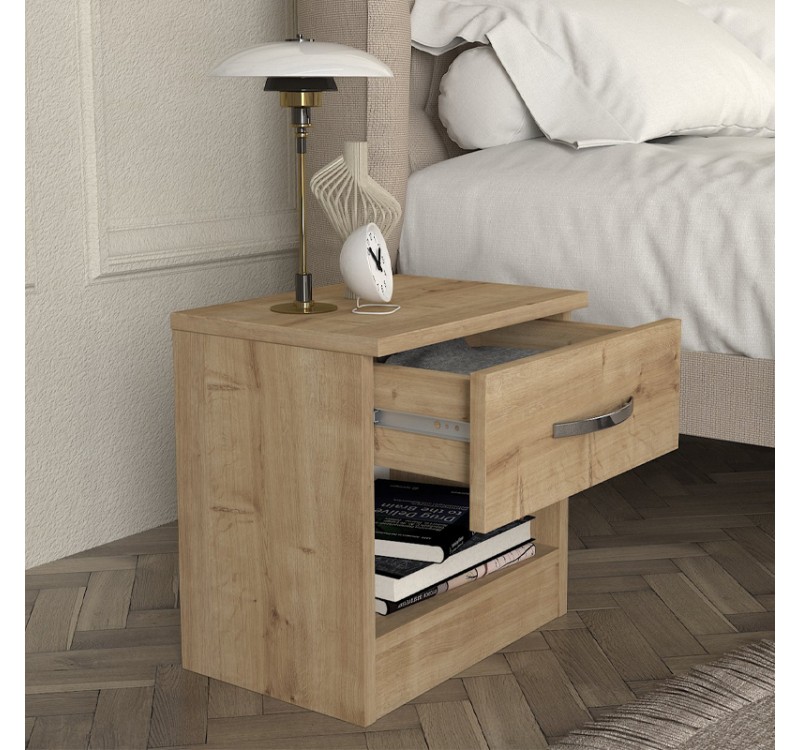 Κομοδίνο Lube Megapap χρώμα sapphire oak 40x28,2x40εκ.