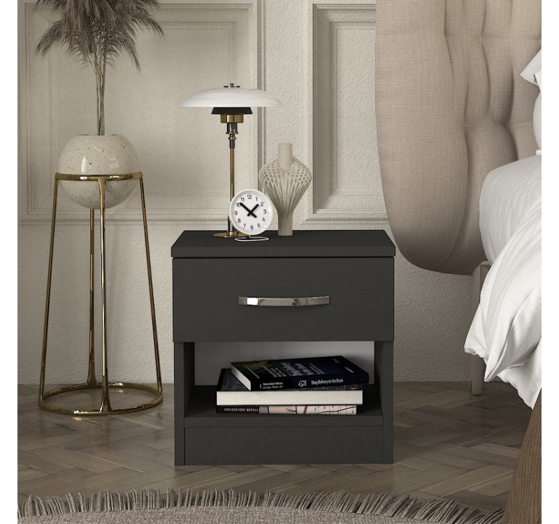 Κομοδίνο Lube Megapap χρώμα ανθρακί 40x28,2x40εκ.