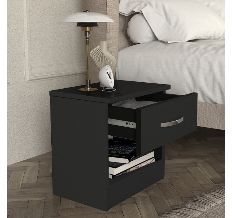 Κομοδίνο Lube Megapap χρώμα μαύρο 40x28,2x40εκ.