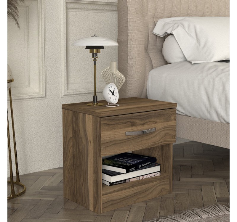 Κομοδίνο Lube Megapap χρώμα καρυδί 40x28,2x40εκ.