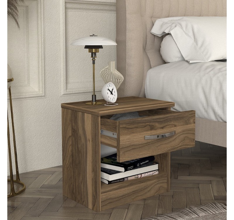 Κομοδίνο Lube Megapap χρώμα καρυδί 40x28,2x40εκ.