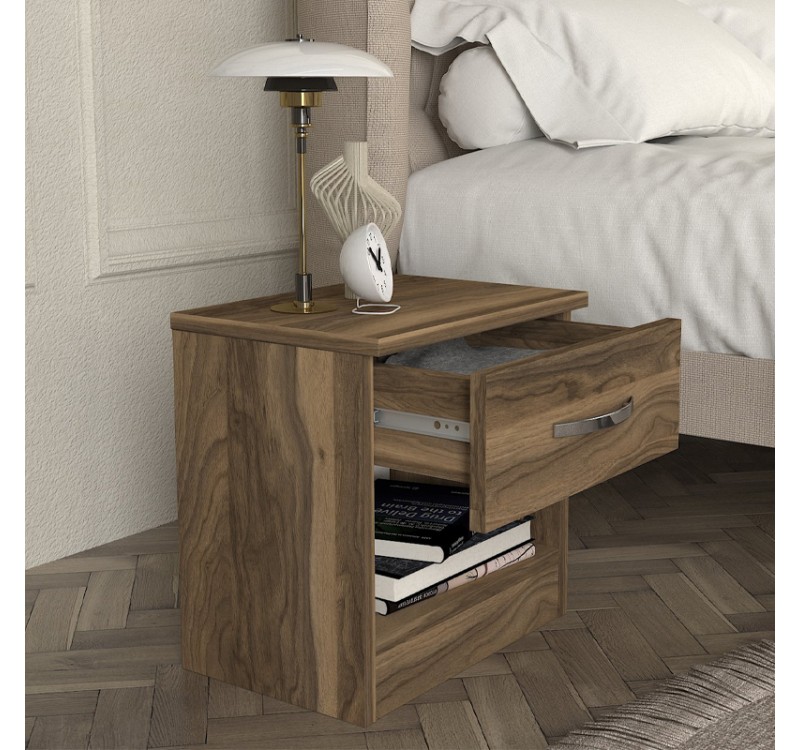 Κομοδίνο Lube Megapap χρώμα καρυδί 40x28,2x40εκ.