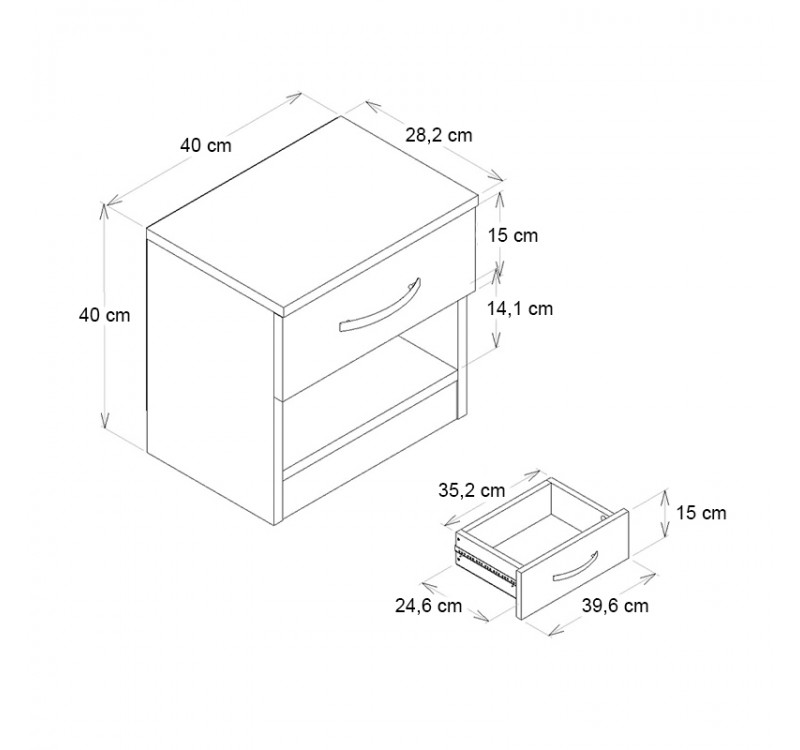 Κομοδίνο Lube Megapap χρώμα καρυδί 40x28,2x40εκ.