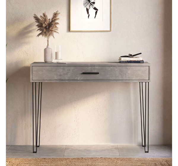 Κονσόλα Rochel Megapap χρώμα γκρι σκυροδέματος 120x35x89,8εκ.