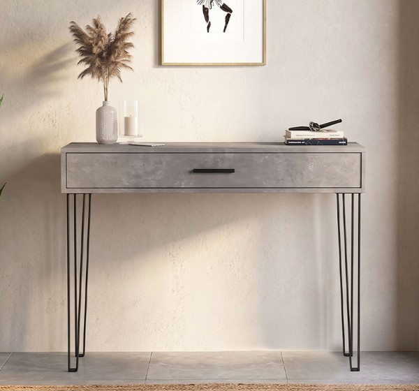 Κονσόλα Rochel Megapap χρώμα γκρι σκυροδέματος 120x35x89,8εκ.