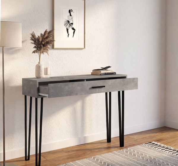 Κονσόλα Rochel Megapap χρώμα γκρι σκυροδέματος 120x35x89,8εκ.