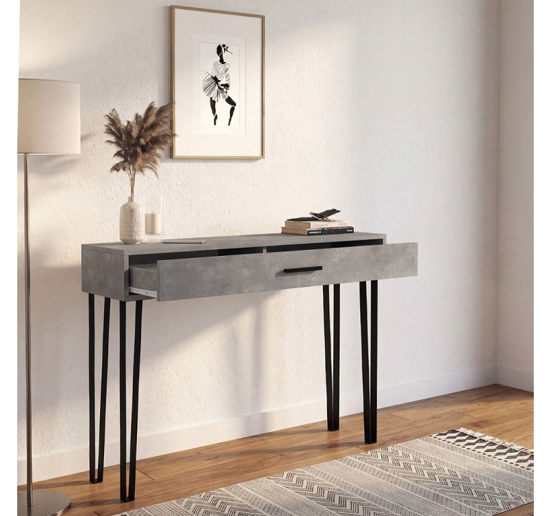 Κονσόλα Rochel Megapap χρώμα γκρι σκυροδέματος 120x35x89,8εκ.