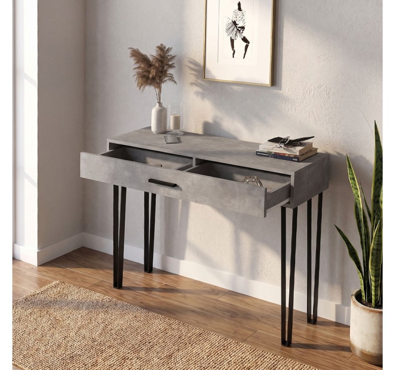Κονσόλα Rochel Megapap χρώμα γκρι σκυροδέματος 120x35x89,8εκ.