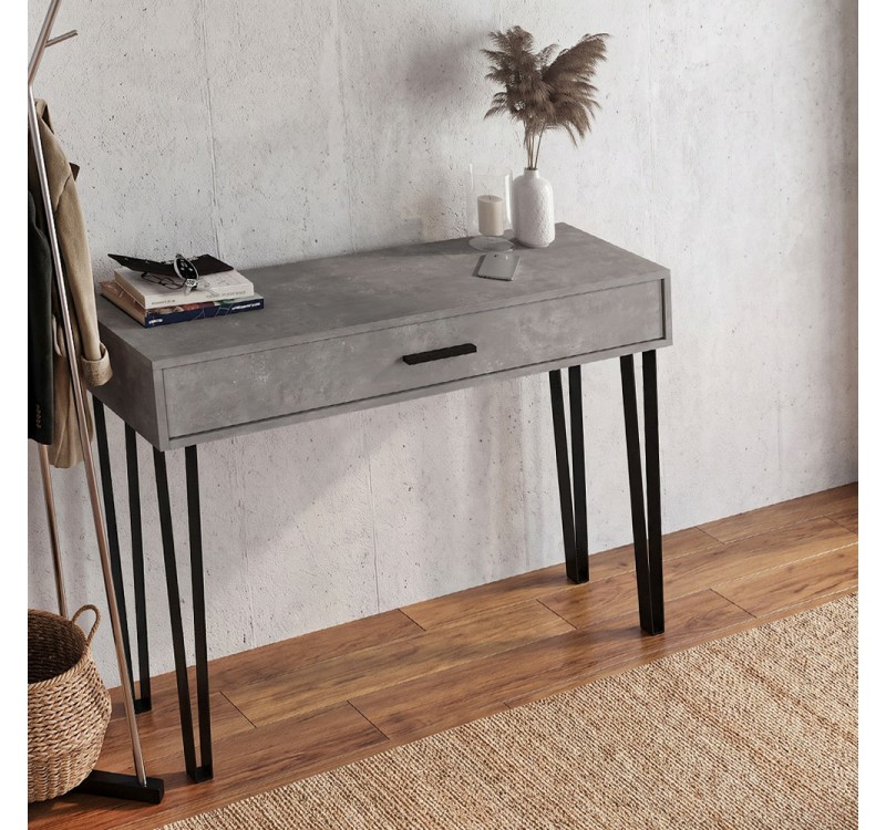 Κονσόλα Rochel Megapap χρώμα γκρι σκυροδέματος 120x35x89,8εκ.
