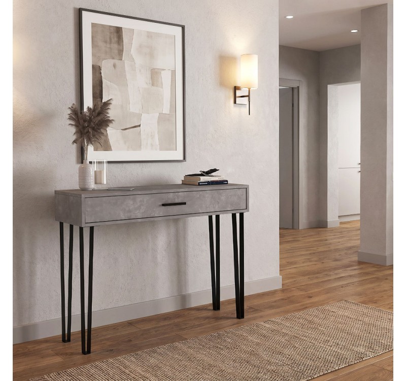 Κονσόλα Rochel Megapap χρώμα γκρι σκυροδέματος 120x35x89,8εκ.
