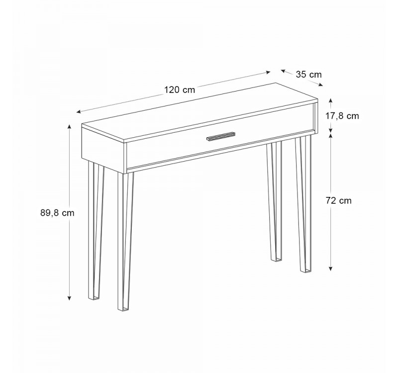 Κονσόλα Rochel Megapap χρώμα γκρι σκυροδέματος 120x35x89,8εκ.