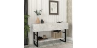 Κονσόλα Aron Megapap χρώμα λευκό εφέ μαρμάρου 138,8x41x75,7εκ.