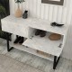 Κονσόλα Aron Megapap χρώμα λευκό εφέ μαρμάρου 138,8x41x75,7εκ.